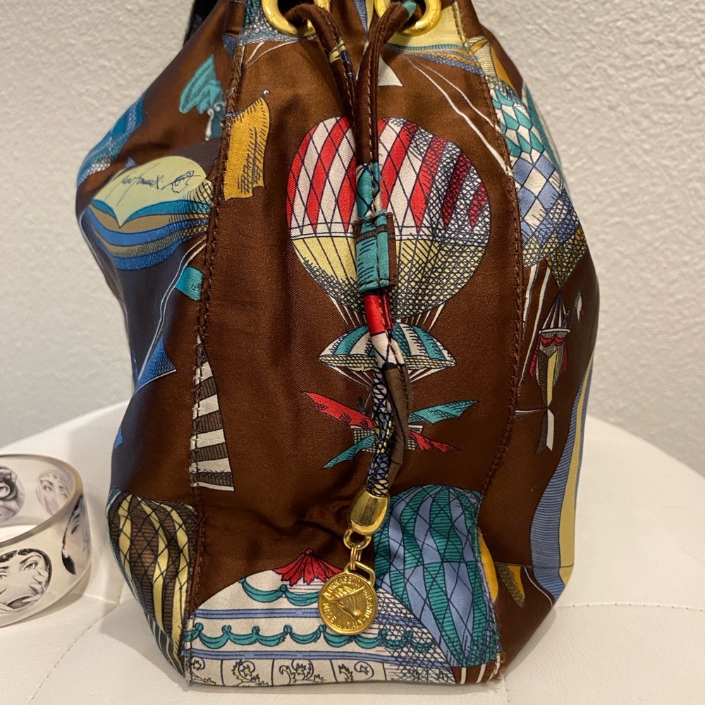 Fornasetti Brown Multicolor Balloon Print Shoulder Bucket Bag